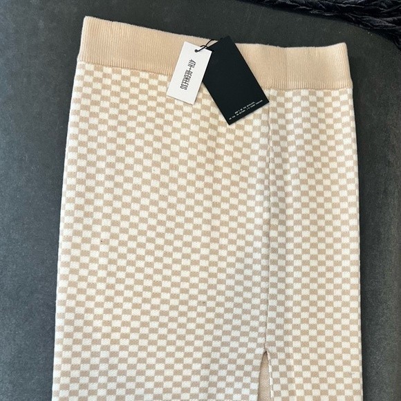 4th & Reckless skirt size medium checkerboard Lucian skirt cream NEW - Picture 3 of 4